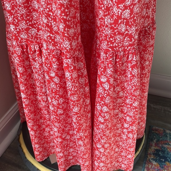 Zara red floral tiered midi dress small - Picture 6 of 9